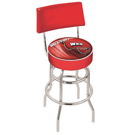 Holland Bar Stool Co 25" Chrome 2-Ring Western Kentucky Swivel Bar Stool, Back L7C425WestKy-D2